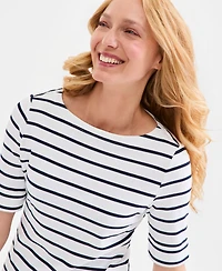 Style & Co Women's Printed Boat-Neck Elbow-Sleeve Top, Macy's Exclusive
