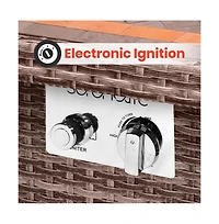 SerenelifeHome Outdoor Propane Fire Pit Table- 50,000 Btu Auto-Ignition Gas Fire Pit w/Glass Wind Guard, Mosaic Tabletop