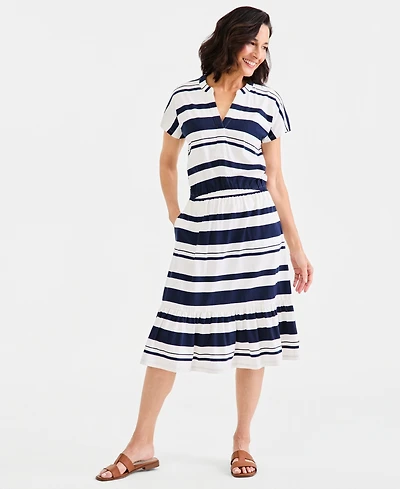Style & Co Women's Knit Short-Sleeve Midi Dress, Macy's Exclusive