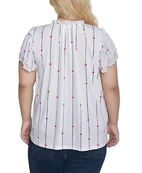 Ny Collection Plus Size Double Flutter Sleeve Blouse