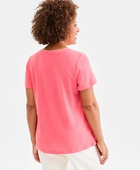 Style & Co Women's Linen Blend V-Neck Short-Sleeve Top, Macy's Exclusive