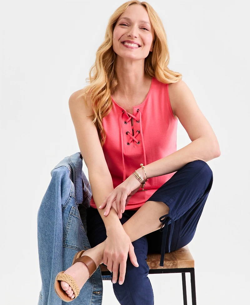Style & Co Women's Lace-Up Tank Top, Macy's Exclusive