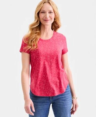 Style Co Womens Printed Short Sleeve Crewneck T Shirt Macys Exclusive