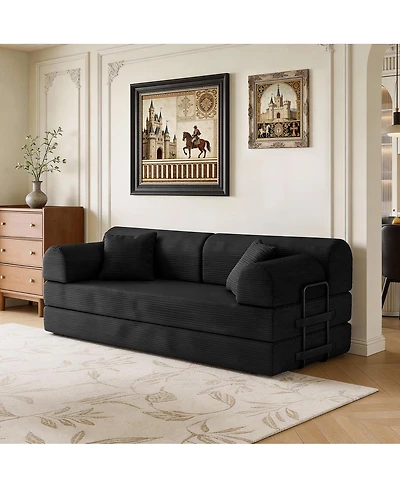 Streamdale Furniture Convertible Sleeper Sofa Bed with Pillow, Corduroy Folding Mattress Couch