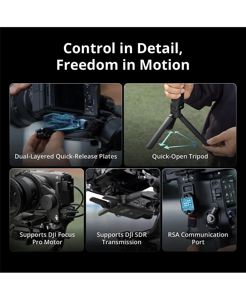 Dji Rs 5 Handheld Gimbal Stabilizer + Wireless Microphone Set + Usb Wall Charger