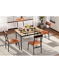 gaomon Dining Table Set for 4 5 Piece Wooden Dining Table and Chairs 4 Pu Upholstered Chair Modern Metal Frame Dinette Set for Dining Room Home Dinner