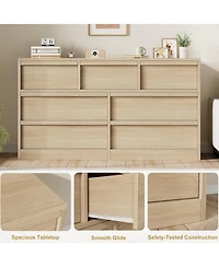 gaomon 7 Drawer Dresser for Bedroom, Modern Double Dresser Organizer with 7 Drawers Large Storage, Wooden Chest of Drawers