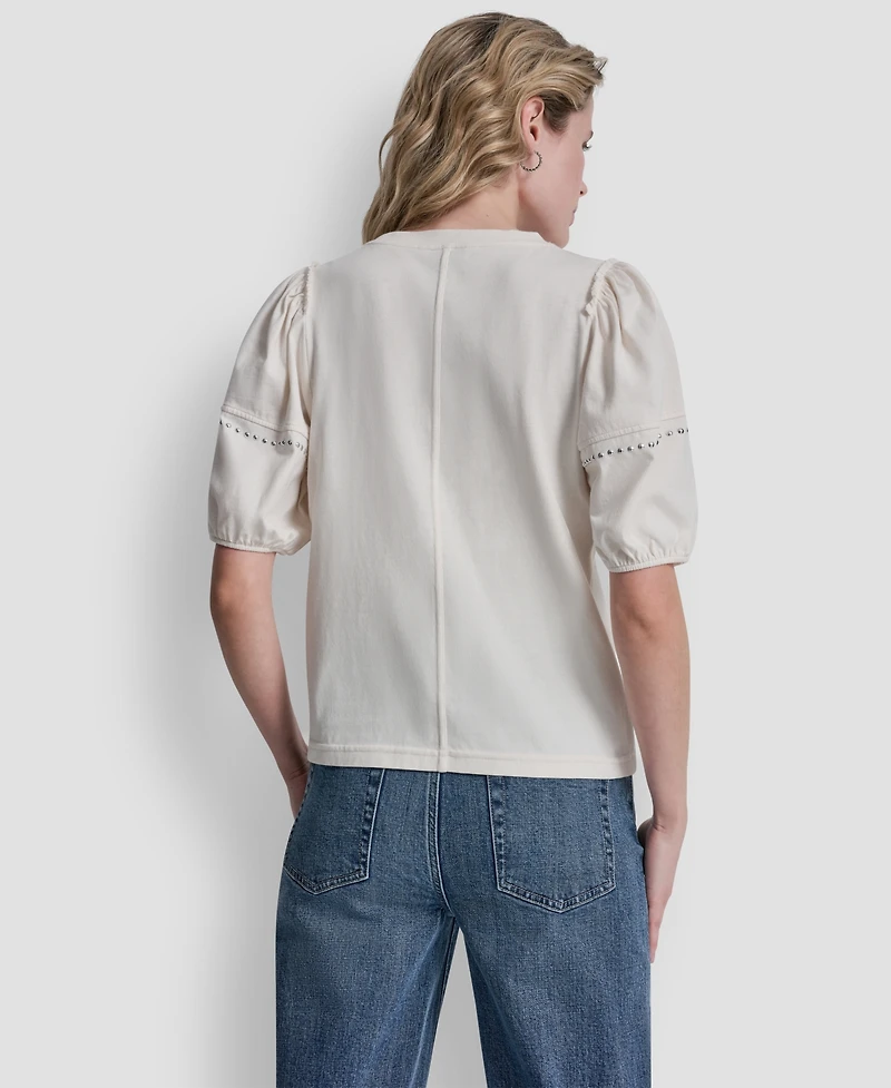 Dkny Jeans Women's Dome Studs Mini Sleeve T-Shirt