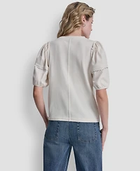 Dkny Jeans Women's Dome Studs Mini Sleeve T-Shirt