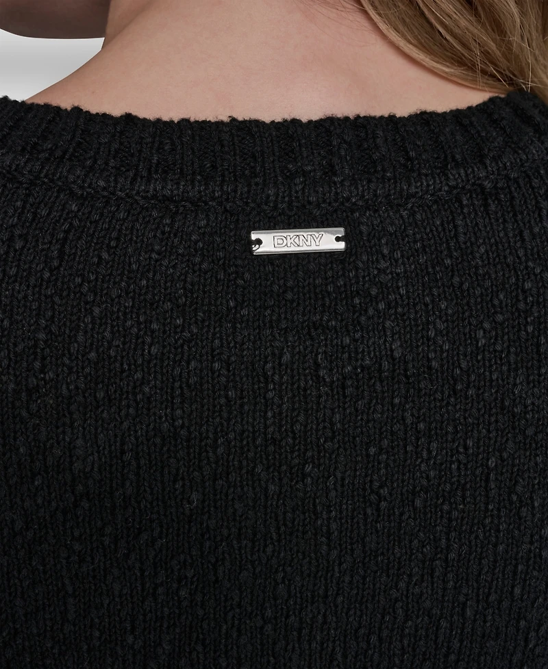 Dkny Jeans Women's Crewneck Front-Enamel Button Cardigan