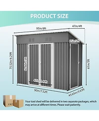 Streamdale Furniture 4x8 Slope-Roof Reinforced Storage Shed with Weatherproof Roof & Vents