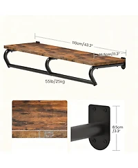 Yigii Wall Mounted 2-in-1 Clothes Rack with Top Shelf for Keys & Clothes