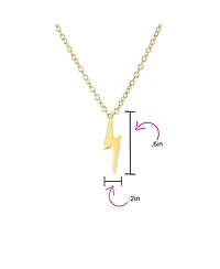 Bling Jewelry Minimalist Geometric Lightning Bolt Pendant Necklace Cz Accent Gold Plated Sterling Silver