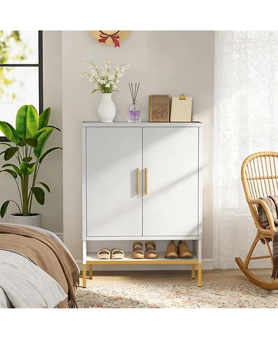 Streamdale Furniture 40" Tall 2-Door Metal 7-Tier Hidden Shoe Organizer Cabinet