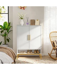 Streamdale Furniture 40" Tall 2-Door Metal 7-Tier Hidden Shoe Organizer Cabinet