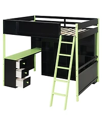 Streamdale Furniture Full Size Wood Loft Bed with Desk