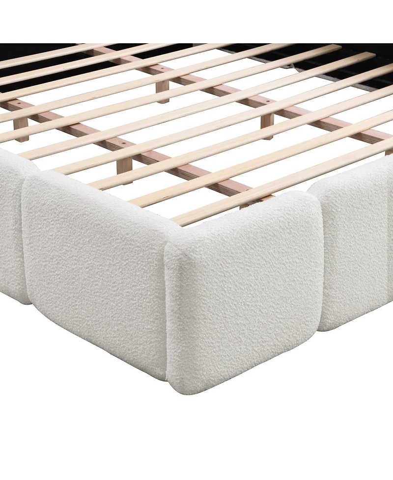 Streamdale Furniture King Size Boucle Platform Bed with Thick Headboard and Footboard