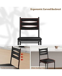 gaomon Bar Stools Set of 4 Barstools Faux Leather Upholstered Bar Chair Wooden with Back and Footrest and Thick Cushion Counter Height Bar Stools