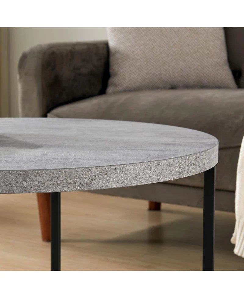 Streamdale Furniture 31.5" Round Coffee Table, Modern Industrial Concrete Center Table