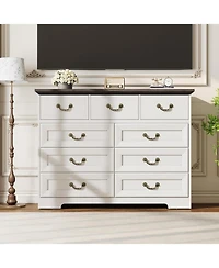 gaomon Dresser for Bedroom, Wooden 9 Drawer Dresser, 47.2" Wide Chest of Drawers with Metal Handles, Tv Stand, Dresser for Closet Clothes