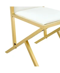 Streamdale Furniture 2-Pack Gold Metal Framed White Pu Dining Chairs with Ergonomic Design