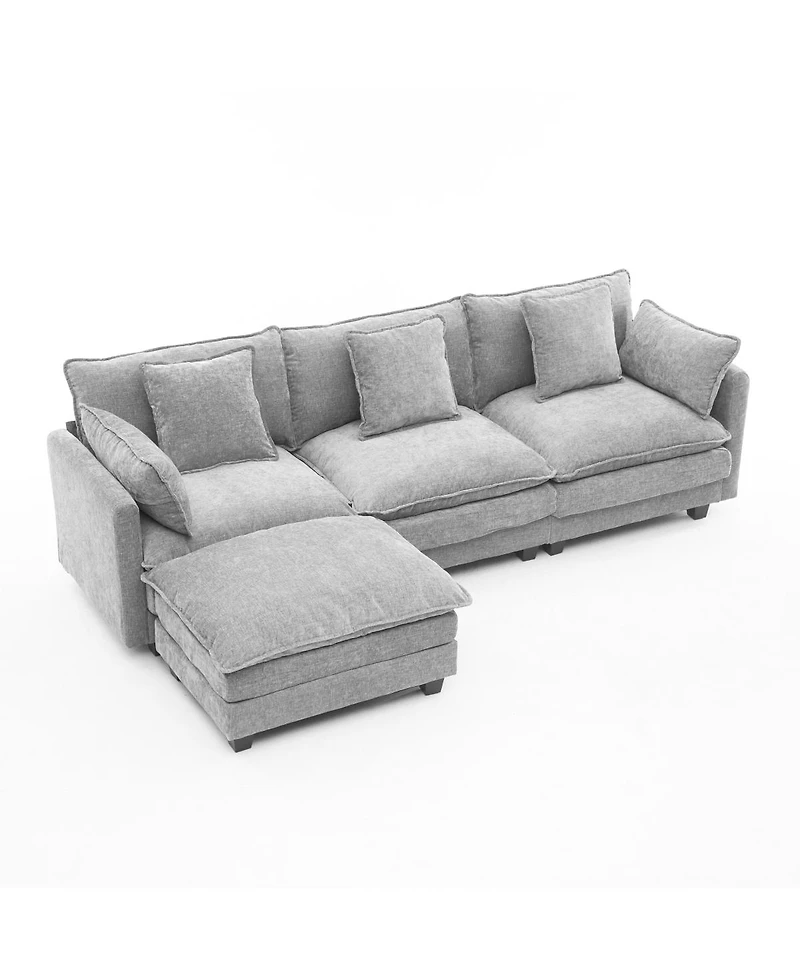 Streamdale Furniture 3-Seat Sectional Sofa with Storage Ottoman for Living Room