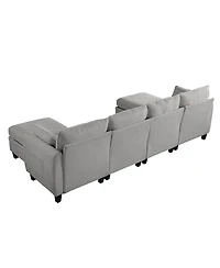Streamdale Furniture 109" Contemporary L-Shaped Chenille Sectional Sofa with Storage Ottoman
