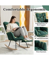 Streamdale Furniture Teddy Fabric Leisure Rocking Chair with Adjustable Footstool
