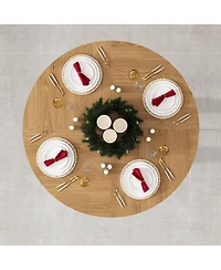 Streamdale Furniture Streamdale Farmhouse Round Dining Set: Oak Table & 4 Chairs with Pu Cushions