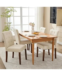 gaomon Upholstered Dining Chairs Set of 4 Modern Fabric Kitchen Side Chairs with Sturdy Wood Legs Parsons Design Comfortable Soft Linen