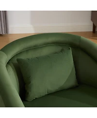 Streamdale Furniture Velvet Swivel Accent Chair, 360-Degree Comfy Pumpkin-Shaped Chair