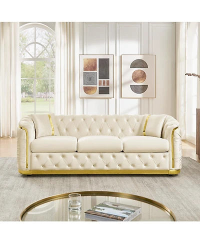 Streamdale Furniture 84.6" 3 Seater Mid Century Modern Chesterfield Sofa