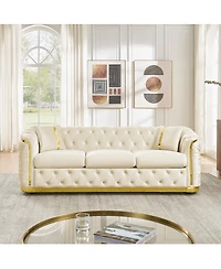 Streamdale Furniture 84.6" 3 Seater Mid Century Modern Chesterfield Sofa