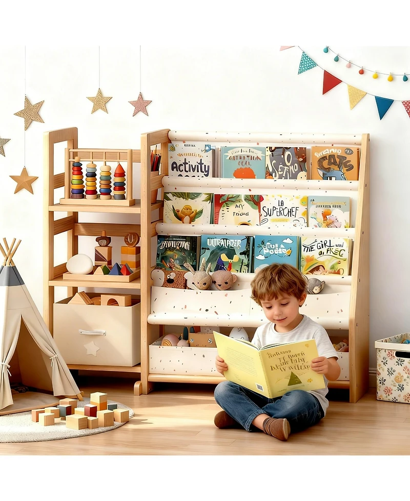 Yigii Wood Bookshelf for Kids
