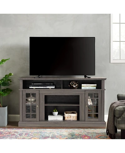 Streamdale Furniture Classic Tv Media Stand, Dark Walnut/Black, 58.25"W