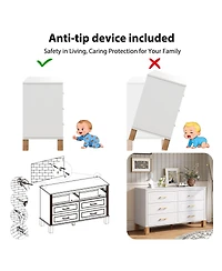 Streamdale Furniture 6 Drawer Wooden Double Dresser with Modern Metal Handles