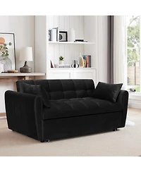 Streamdale Furniture 65-inch 3-in-1 foldable velvet sofa bed with adjustable back and pillows