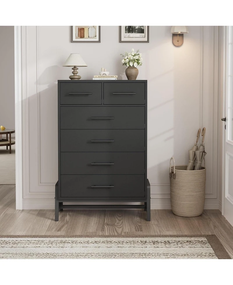gaomon 6 Dresser for Bedroom, Freestanding 46.6 in Tall Drawer Dresser with Storage, Wooden Closet Storage Chest for Living Room, Bedroom, Entryway