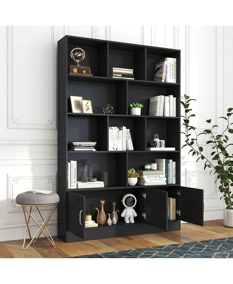 Streamdale Furniture 10 Cube 3 Door Wood Modern Storage Organizer Bookshelf