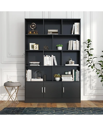Streamdale Furniture 10 Cube 3 Door Wood Modern Storage Organizer Bookshelf