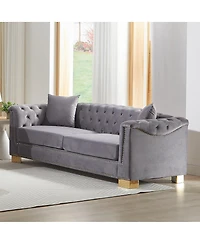Streamdale Furniture Classic Modern 84-inch Chesterfield Velvet Sofa with Rolled Arms.
