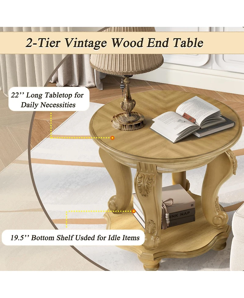 Streamdale Furniture 22" Two Tone Round End Table with Shelf