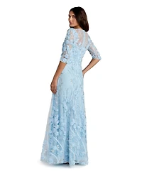 Mac Duggal Women's High Neck Embellished Lace Gown