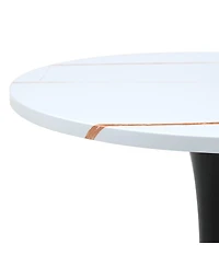 Streamdale Furniture Round Dining Table, 23.6" Tulip Bistro Table with Metal Pedestal