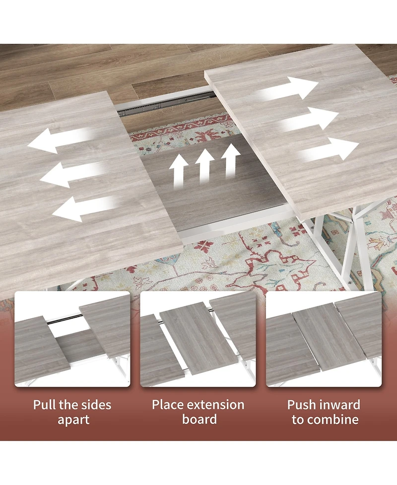 Homcom 47"-63" Expandable Dining Table Extendable Kitchen Table Distressed
