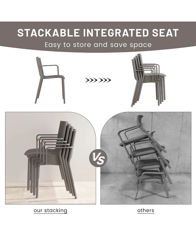 Streamdale Furniture 4pcs Warm Stackable Armchair with Folding Table