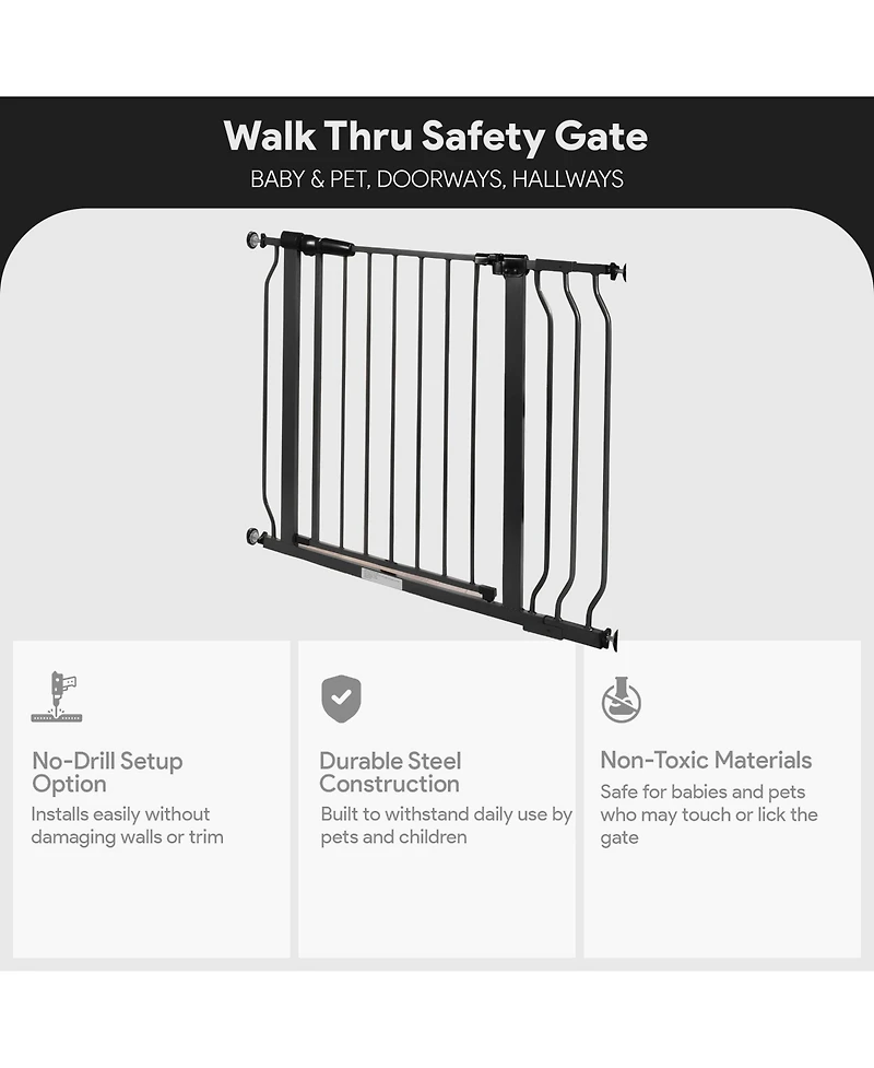 BalanceFrom Fitness BalanceFrom Walk Thru Safety Gate, Baby and Pet, Doorways, Hallways, 30", Graphite