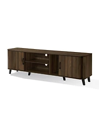 LuxenHome Dark Oak Manufactured Wood 71-Inch Wide Tv Console Cabinet