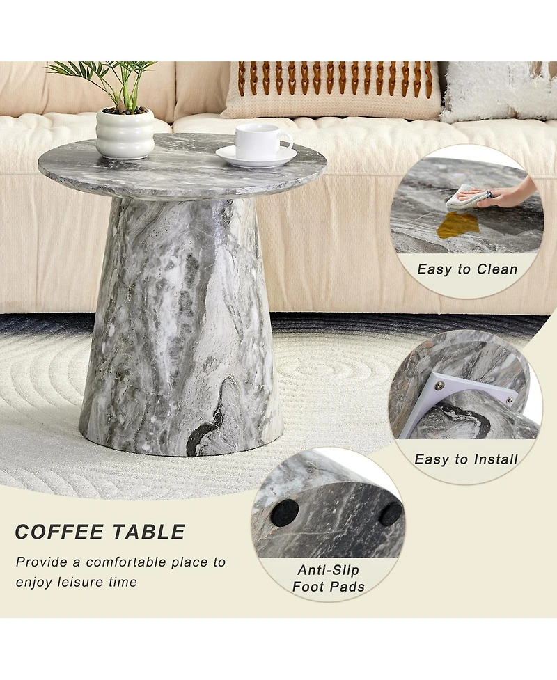 Streamdale Furniture textured Mdf circular coffee table, 19.6" D x 18.8"