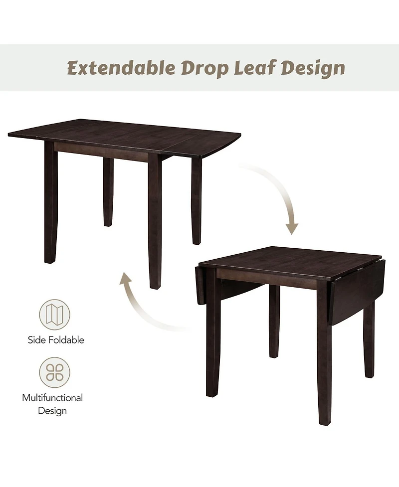 Streamdale Furniture 3-Piece Wood Drop Leaf Breakfast Nook Dining Table Set, Espresso